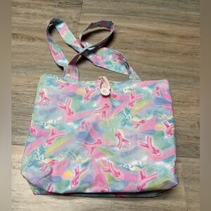 Handmade Pastel Pink Ribbon Print Tote Bag